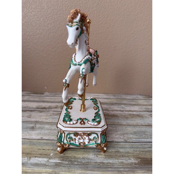 SF Music Box Co Maureen Drdak Lily of the Valley Music Box Horse Carousel w/Box - Picture 9 of 17